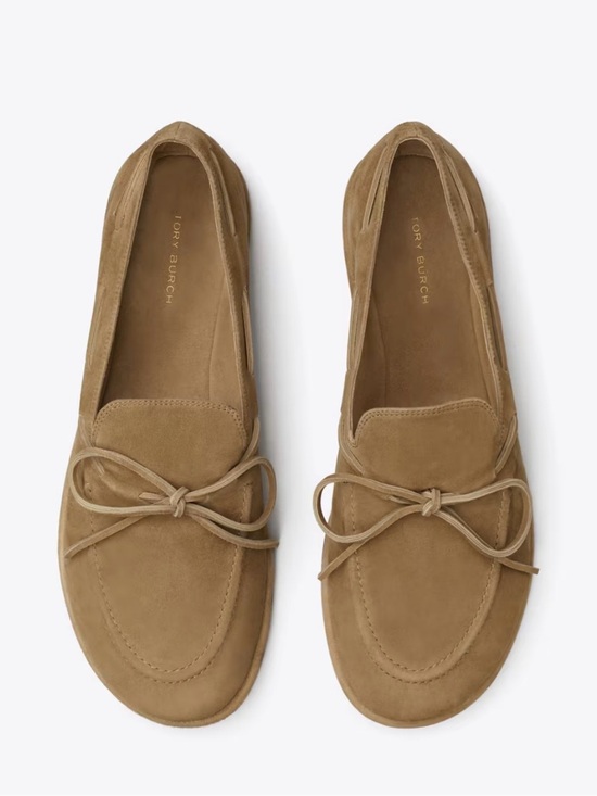 Tory Burch Shoes - Tory Burch | The Boaty | Suede Bow Loafers in River Rock